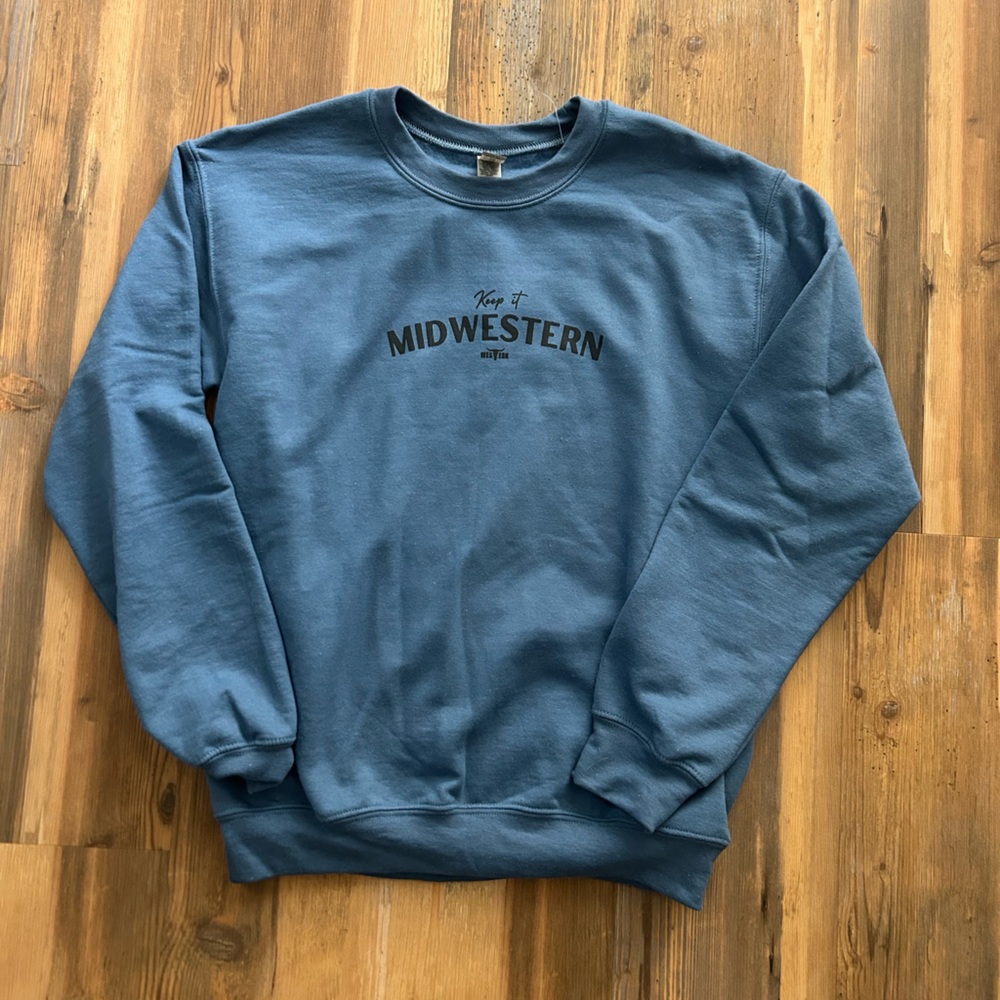 Blue Long Sleeve “Keep It Midwestern” Shirt NEVER WORN